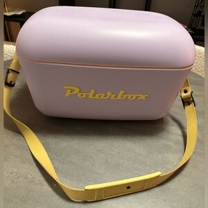 Polarbox Pop Retro Cooler 13QT Lilac with Yellow Leather Strap